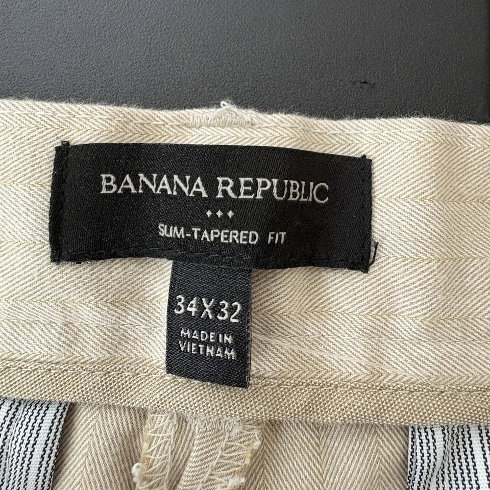Banana Republic Pants Mens Size 34x29 Beige‎ Grayson Slim Tapered Cotton